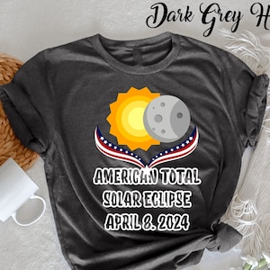 Amerikanische totale Sonnenfinsternis 8. April 2024, totale Astronomie-T-Shirt, USA-Karte, Pfad der Gesamtheit-T-Stück, Frühlings-Amerika-Eclipse-Andenken