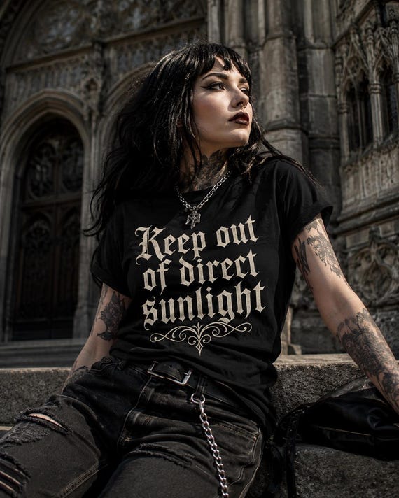 Gothic Keep Out of Direct Sunlight shirt, vintage print tee, unisex cotton