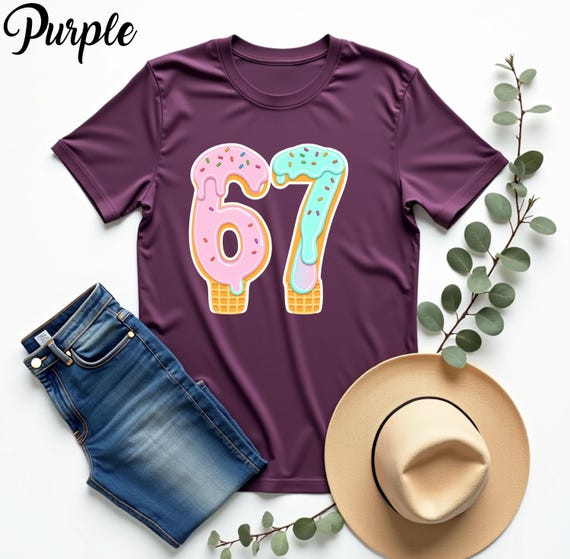 67 Ice Cream Drip Meme Six Seven Gen Alpha Slang T-shirt, Funny
