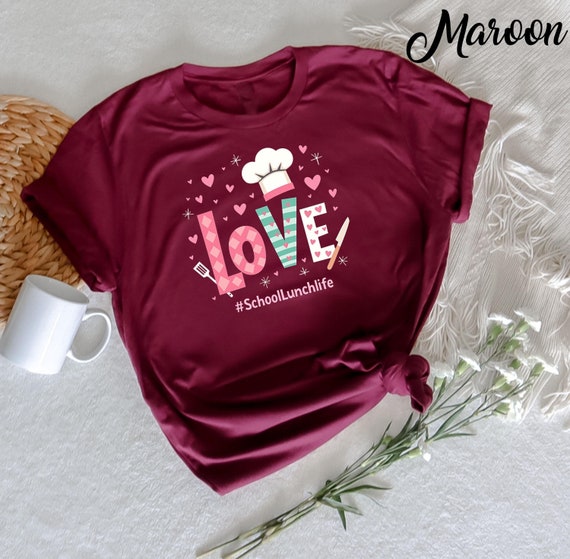 LOVE Hearts Lunch Lady Shirt, Valentines Day T-Shirt, School Lunch Life Shirt, Lunch Lady Gift, Heart T-Shirt, Funny Lunch Lady Shirt,