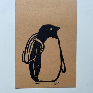 Penguin Adventurer Handmade Block  Print
