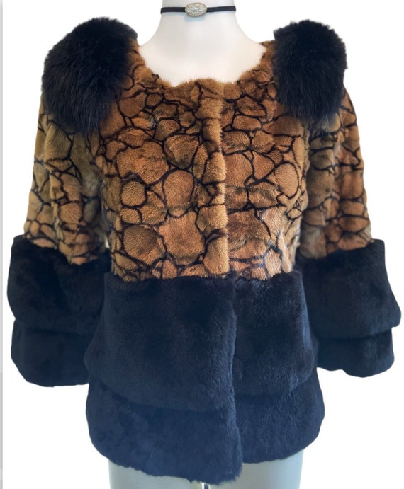 Vintage | Genuine Mink Fur Jacket with Fox Fur Sho
