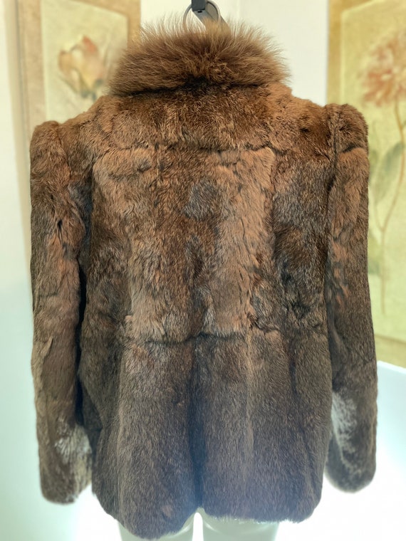 Vintage - Brown Genuine Rabbit Fur Jacket | Coat … - image 3