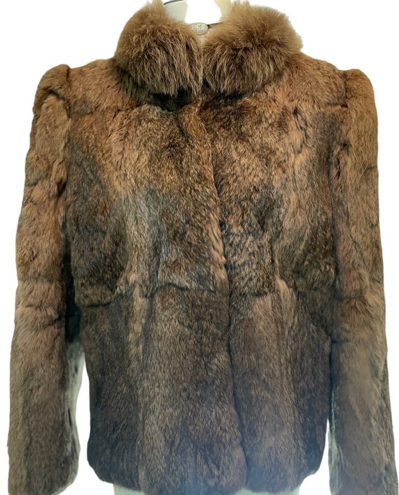 Vintage - Brown Genuine Rabbit Fur Jacket | Coat |