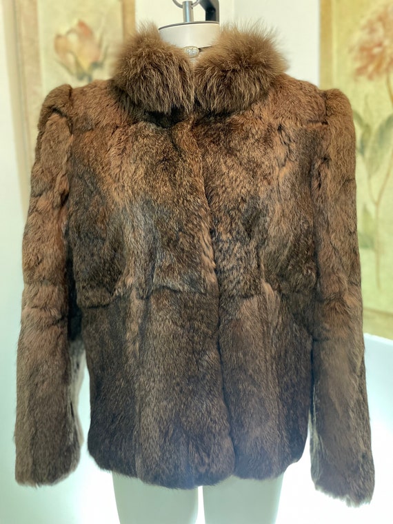 Vintage - Brown Genuine Rabbit Fur Jacket | Coat … - image 2