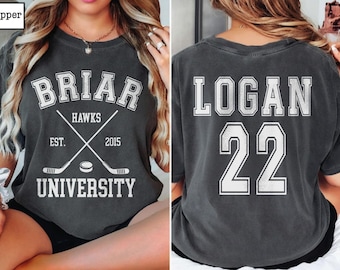 Briar University Logan 22 Hockey 2 Side Shirt, Comfort Colors Custom Campus Hockey T-Shirt, Gift For Woman and Man Unisex T-Shirt
