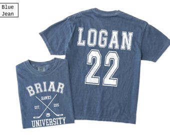 Vintage Briar University Logan 22 Hockey 2 Side Shirt, Comfort Colors Custom Campus Hockey T-Shirt, Unisex Tee