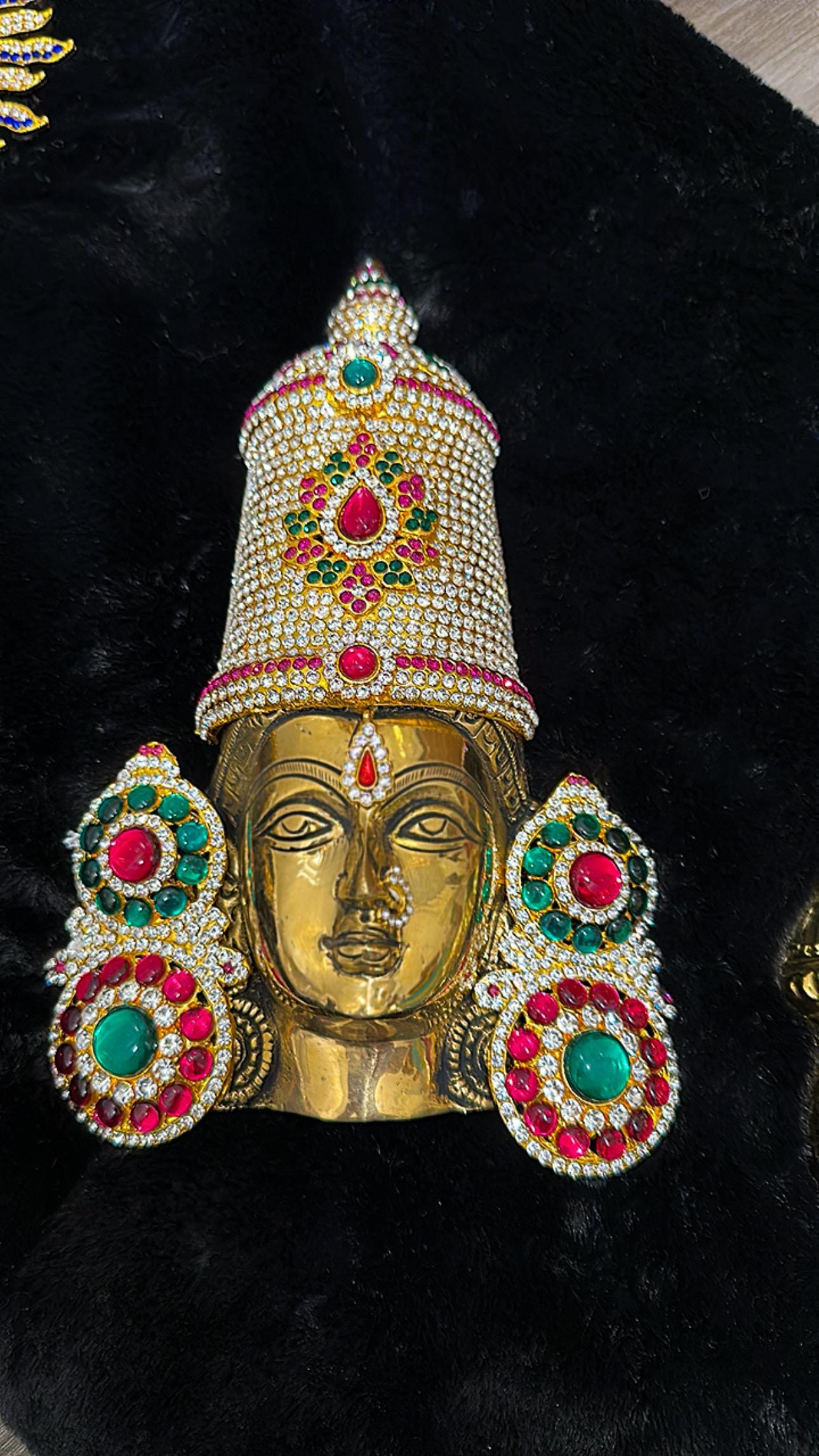 Varalakshmi Face Ammavaru Set | Laxmi Face for Pooja | Decorated Brass Face for Vratham Alankaram | Crown & Jewelry | FREE Ship