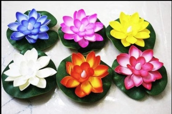 Lot De 5 Lanternes LED Lotus Flottantes – Fleur Artificielle Avec Lumière, Pour Piscine, Bassin, Fête
