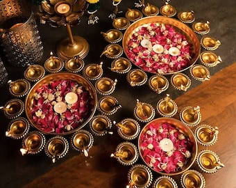 Round Iron Diya Urli | Decorative Diwali Bowl, Pooja Decor (7 to 16 inches)