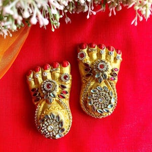Kundan Laxmi Feet, Diwali decor, Laxmi Pagh, Laxmi Charan, Pooja Favor, Shri Laxmi Charan Paduka, Diwali pooja, For Diwali Pooja