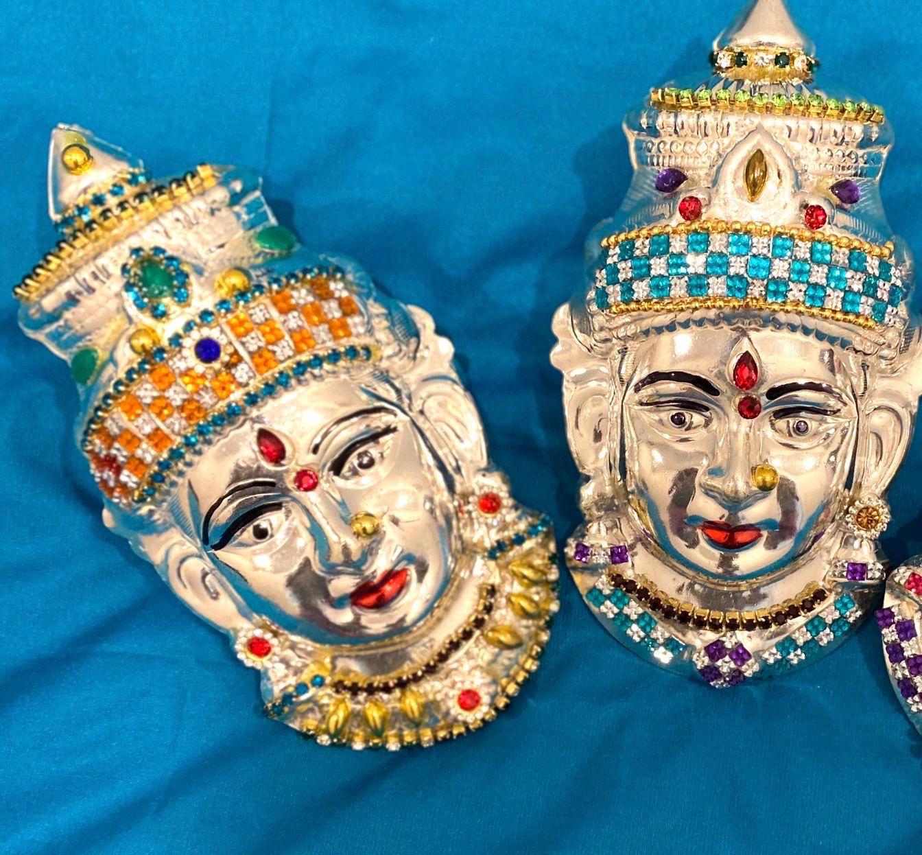 German Silver Varalakshmi Devi Idol, Amman Alangaram, Pooja Gift