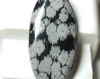 Piedra preciosa suelta de obsidiana en escamas de nieve, cabujón de obsidiana en escamas de nieve natural AAA para la fabricación de joyas, colgante, CTS, 31,60 tamaño 41X20X5MM