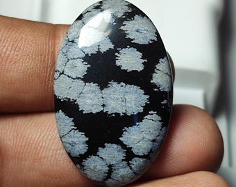 Snow Flake Obsidian Cabochon, Loose Gemstone Stone, Jewelry Making Stone, handmade with good quality, gift for her, CTS, 34.00 Size 36X23X5MM