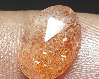 Sunstone Cabochons losse edelsteen voor sieraden en ambacht, gefacetteerde zonneschijn Sunstone Rose Cut Gemstone Jewelry Making CTS, 2,35 maat 13X9X3MM