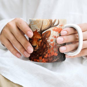 Deer Ceramic Mug, Wildlife Coffee Cup, Animal Lover Gift, Forest Deer Tea Mug, Nature Inspired Hot Cocoa Cup, Rustic Kitchen Decor, Woodland