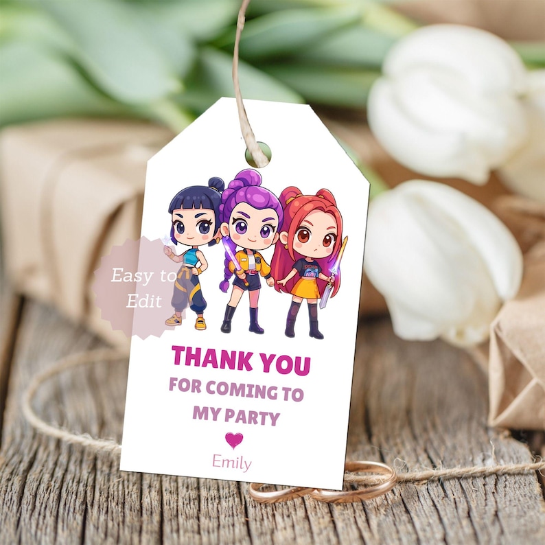 KPOP Demon Hunters Thank You Tags, HUNTRIX Kpop Demon Hunters Gift Tags ...
