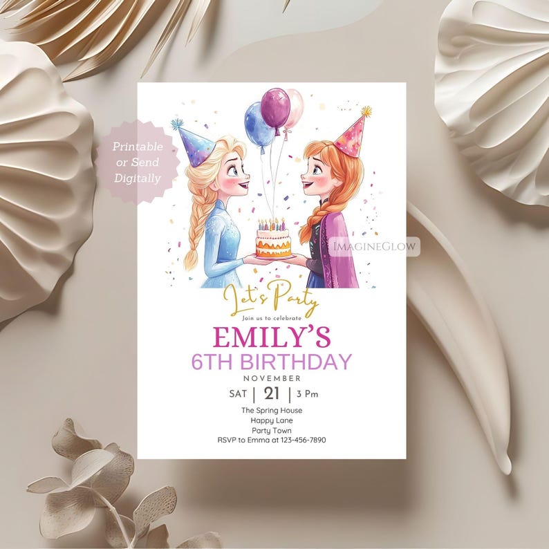 Cake & balloons birthday invite