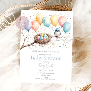 Bird Baby Shower Invitation Outdoor Theme Baby Shower Gender Neutral Party Invite Baby Bird Card Cute Little Birds Party Invitation