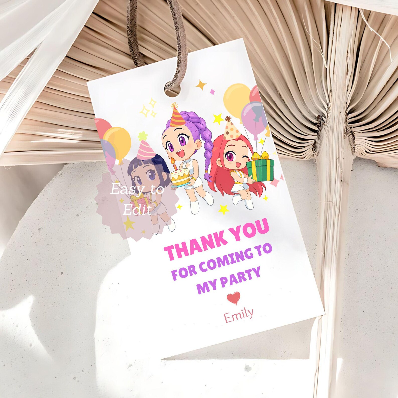 KPOP Demon Hunters Thank You Tags, HUNTRIX Gift Tags, Editable Anime ...