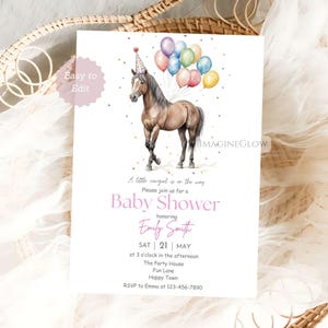 Horse Baby Shower Invitation Rustic Country Baby Shower Invite Western Cowgirl Cowboy Celebration Oh Baby Girl Invite Farm Animal Party
