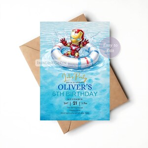iron man summer splash party card