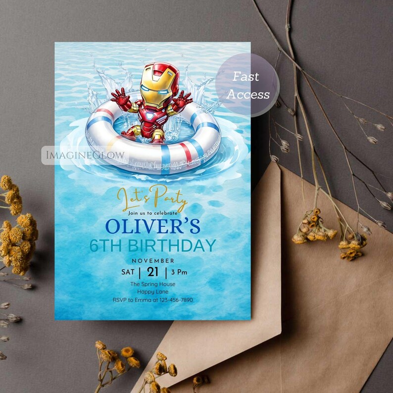 iron man birthday card digital download