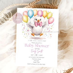 Chick Baby Shower Invitation Farm Animal Party Invite Baby Chick Card Cute Little Chick Kids Party Invitation Editable Printable Invite