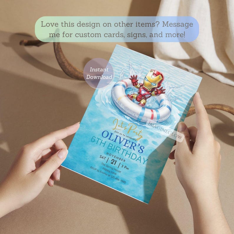 marvel hero pool party printable invite