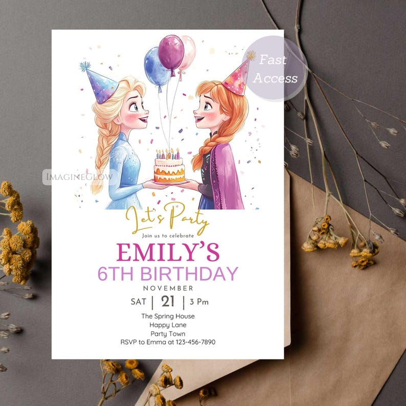 Ice princess birthday invitation template
