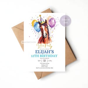 Horse Party Invitation Teen Birthday Horse Lovers Party Invite Horse Theme Birthday Invite Western Cowgirl Cowboy Celebration Printable