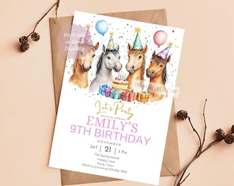 Horse Birthday Invitation: Cowgirl Pony Party Invite (Digital Download)