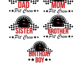 Matching Pit Crew Birthday PNG: Custom Family Race Car Design (Digital Download)