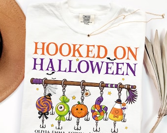 Comfort Colors© Custom Hooked On Fall Fishing Shirt: Personalized Halloween Apparel Tee