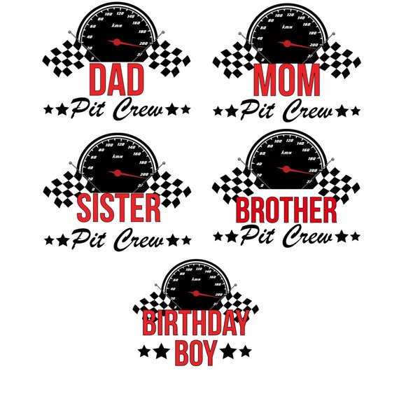 Matching Pit Crew Birthday PNG: Custom Family Race Car Design (Digital Download)