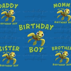 Turtle Birthday Boy PNG: Custom Family Outfit (Digital Download)