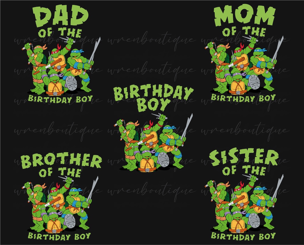 Custom Family Turtles Birthday Boy Png,Turtles Matching Png,Turtle Birthday Party Png,Movie Toddler Png,Anime Boy Png,Green Turtles Png Livingmall
