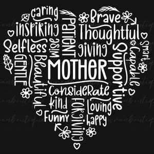 Heart Mom SVG: Mother&#39;s Day Word Art (Digital Download)
