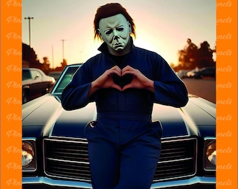 Vintage Michael Myers Halloween Heart Hands PNG (Digital Download)