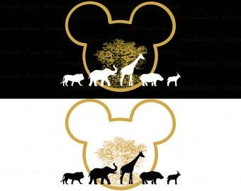 Mickey Safari Clipart: Animal Kingdom PNG (Digital Download)