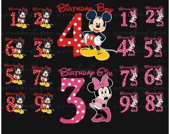 Benutzerdefinierte Mickey Minnie Geburtstag AI-Datei (Digitaler Download)