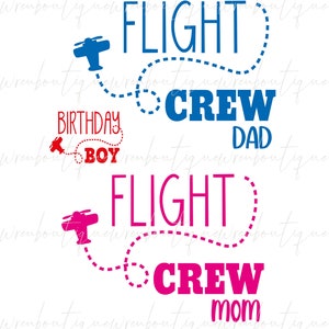 Flight Crew Svg, "Birthday Boy" and "Flight Crew" (with airplane) svg