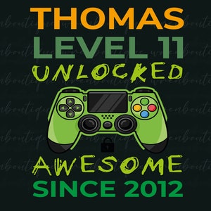 Level 11 Unlocked Svg 11th birthday Gamer 11 years Old Video Game Controller Joystick for kid boy girl Svg Cricut Silhouette