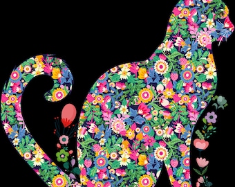 Floral Cat Mom PNG: Coquette Bow Design (Digital Download)