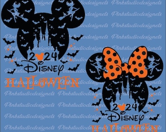 Mickey-Minnie Head 2024 Halloween PNG-SVG, Mickey Head Halloween, Disney Halloween png, Mickey Halloween png, bijpassende Disney, Disney vakantie