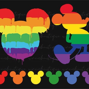 Maus LGBTQ + Png, Cartoon Png, Geschichtete Maus Stolz Png, Maus Regenbogen LGBTQ Png-Dateien für Cricut