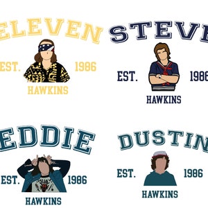 Stranger Characters png, ST SS4 png, Steve, Eleven, Eddie, Dustin, ST SS4 Merch, Steve Harrington, Dustin Henderson, Eddie, personage png