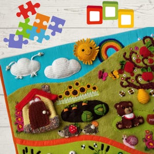 Tappetino da gioco per bambini all'uncinetto fatto a mano - Tappeto per la cameretta dei bambini e runner da tavolo/Tappetino da gioco sensoriale interattivo/Tavoletta interattiva per il tuo bambino/Montessori