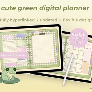 Cute Digital Planner | Undated Hyperlinked Planner | Goodnotes Planner | Kawaii Stickers