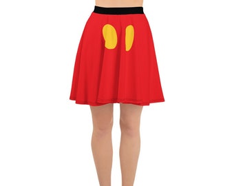 Womens Disney Mickey Mouse Skirt Adult Running skirt costume outfit red Mickey